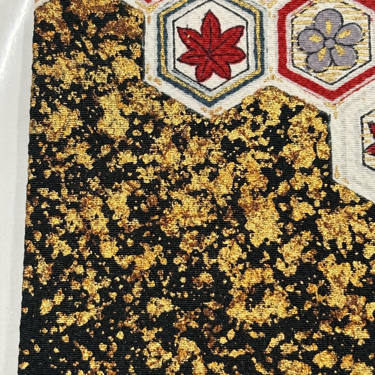 振袖 身丈167cm 裄丈67cm M 袷 草花 源氏車 刺繍 金彩 黄土色 正絹