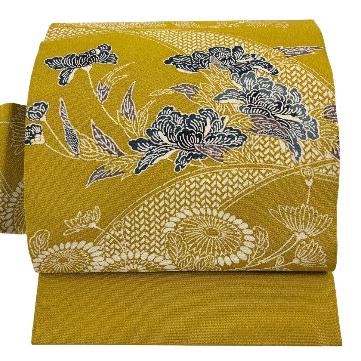 名古屋帯 名品 草花 縮緬 からし色 正絹 【中古】 - メルカリ