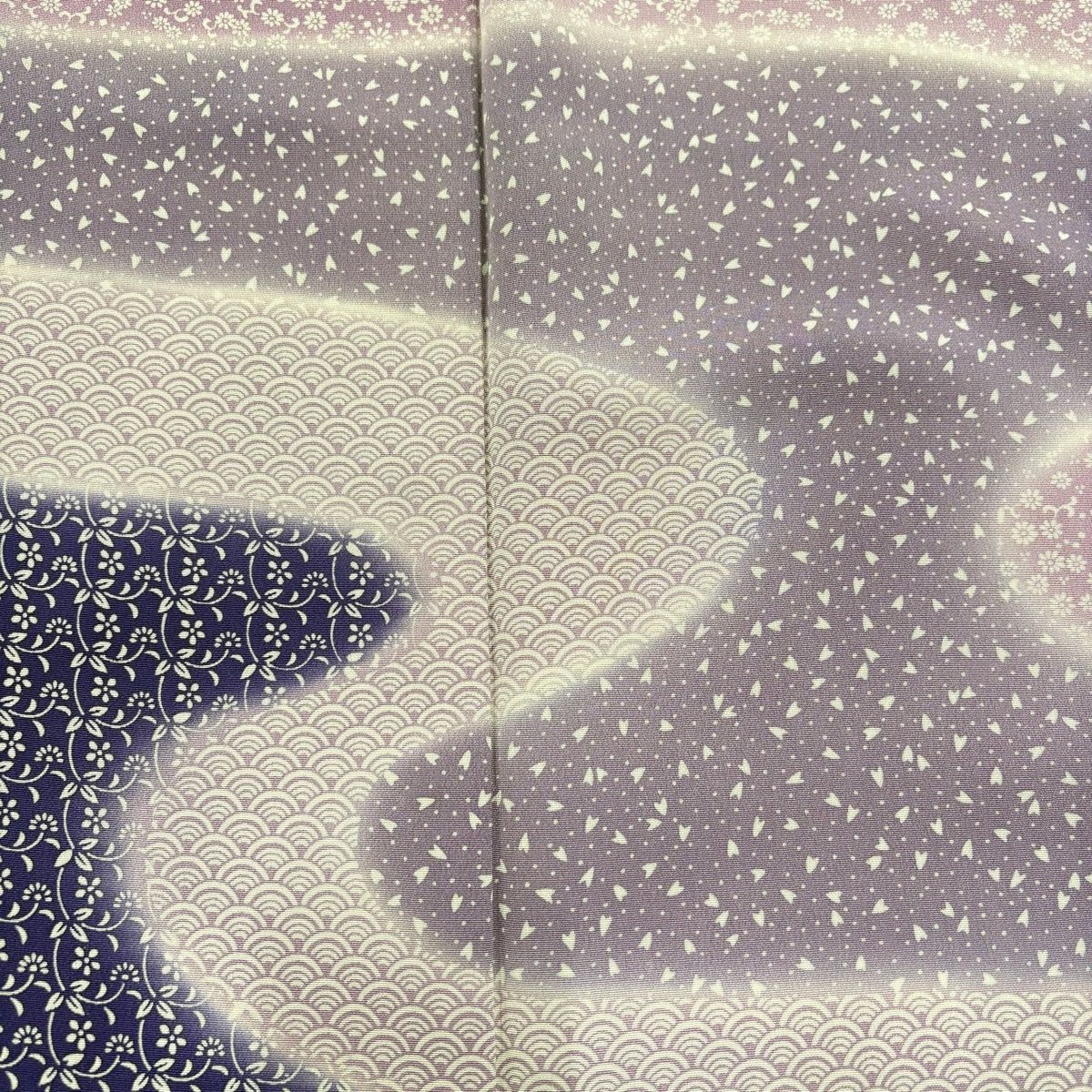 紫白幕 1間×5間(縦 約1.8m 幅 約9m) 綿100% 使用品 シミ有り 近江縮 紫〜白〜紫（SLADKY）：単衣｜麻｜綿