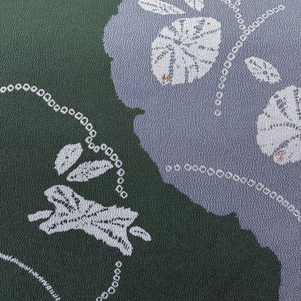 雪輪 兎 名古屋帯 正絹 絹芭蕉 染九寸名古屋帯 雪輪 兎 練色 単衣用 夏用 【染重オンライン