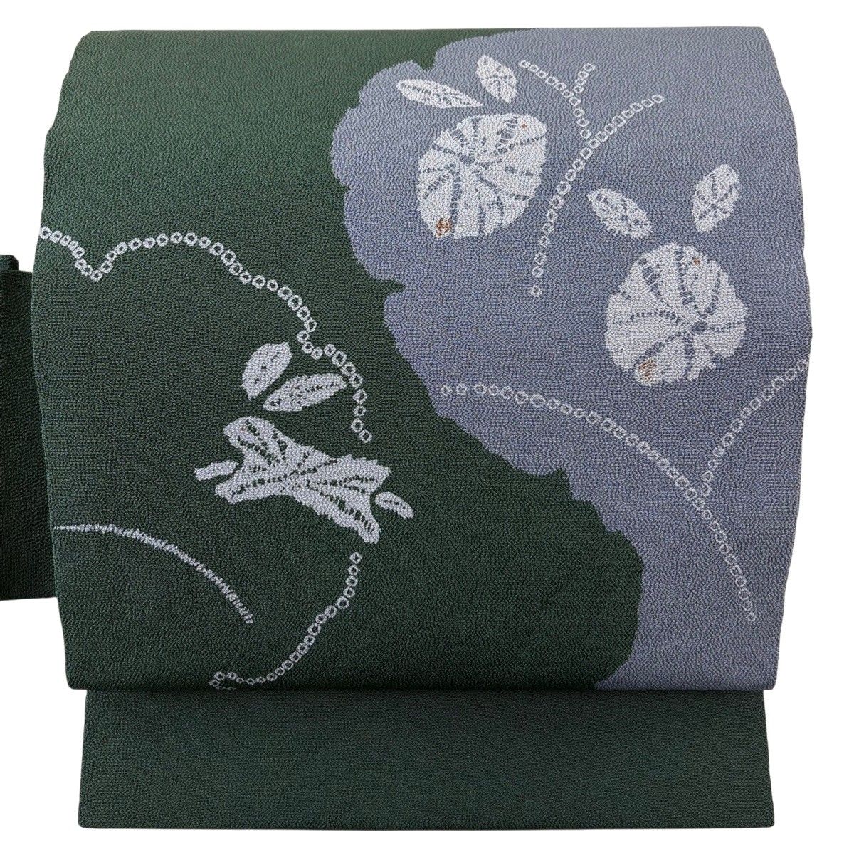 雪輪 兎 名古屋帯 正絹 絹芭蕉 染九寸名古屋帯 雪輪 兎 練色 単衣用 夏用 【染重オンライン