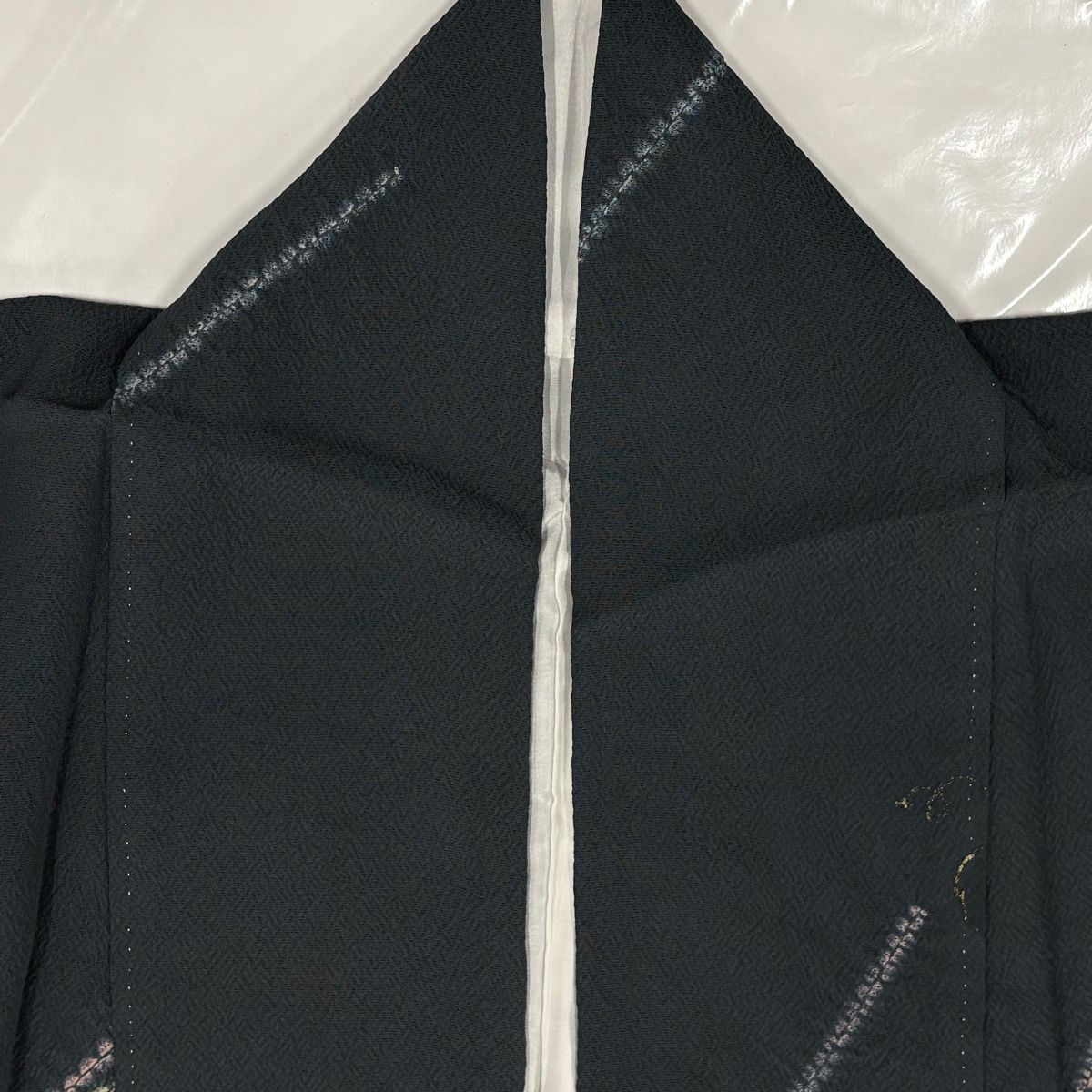 小紋 身丈158cm 裄丈67.5cm L 袷 蔦 幾何学模様 金彩 絞り 深緑 正絹