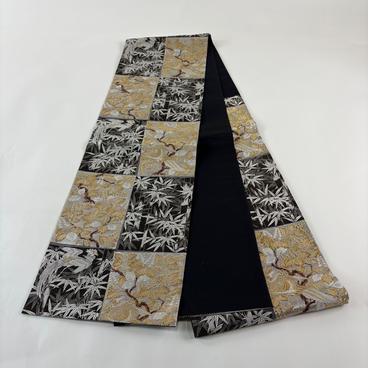 美品】 袋帯 秀品 鳥 竹 金銀糸 箔 墨色 六通 正絹 【中古】 - メルカリ