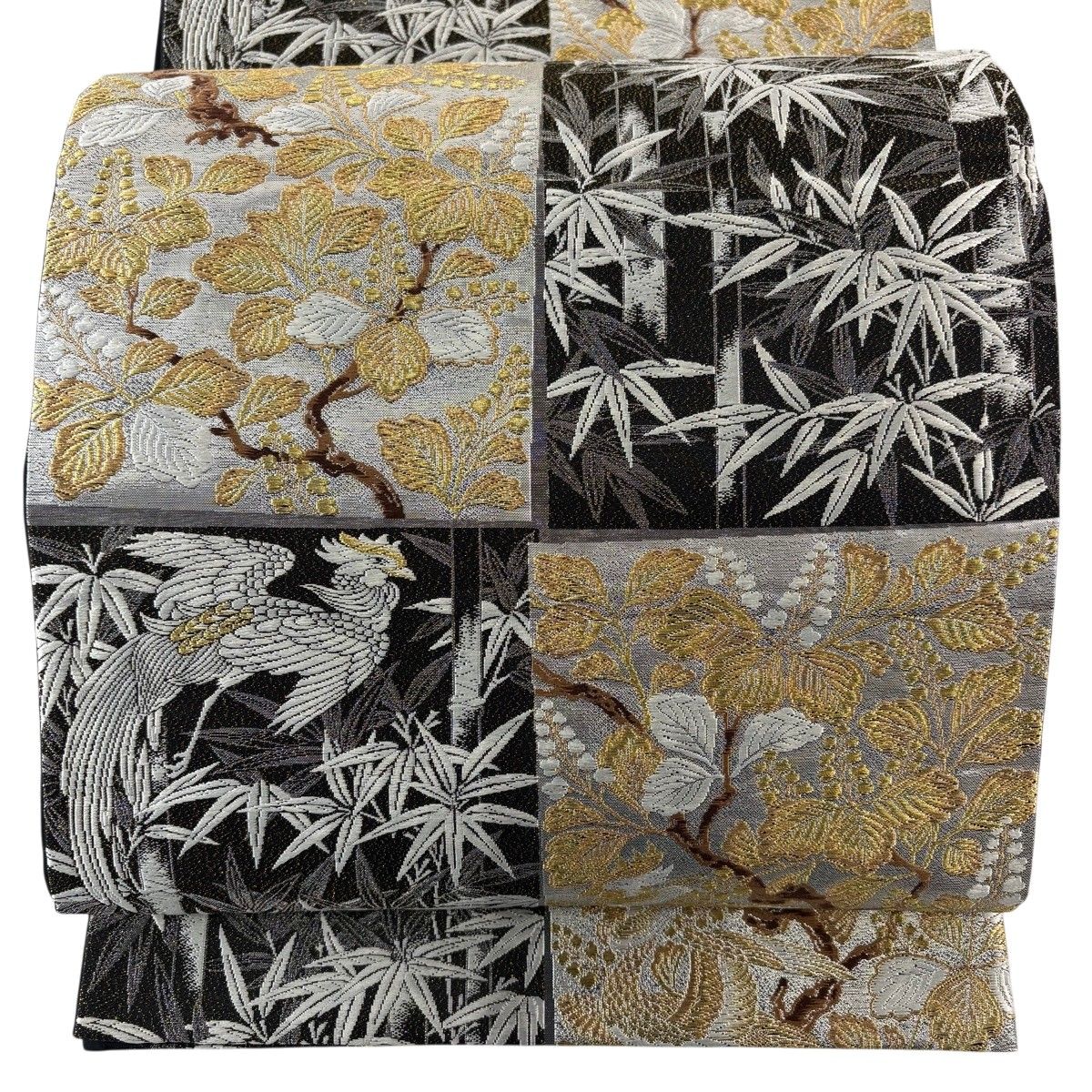 美品】 袋帯 秀品 鳥 竹 金銀糸 箔 墨色 六通 正絹 【中古】 - メルカリ