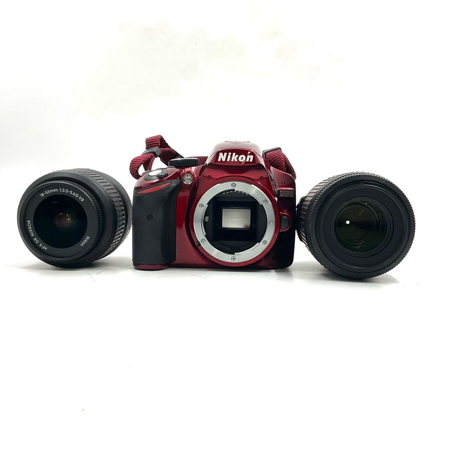 最速発送】Nikon デジタル一眼 D3200 200mm ダブルズームキット レッド