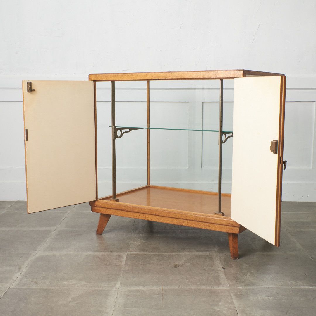 英国 アンティーク ショーケース オーク 飾り棚 カウンターテーブル