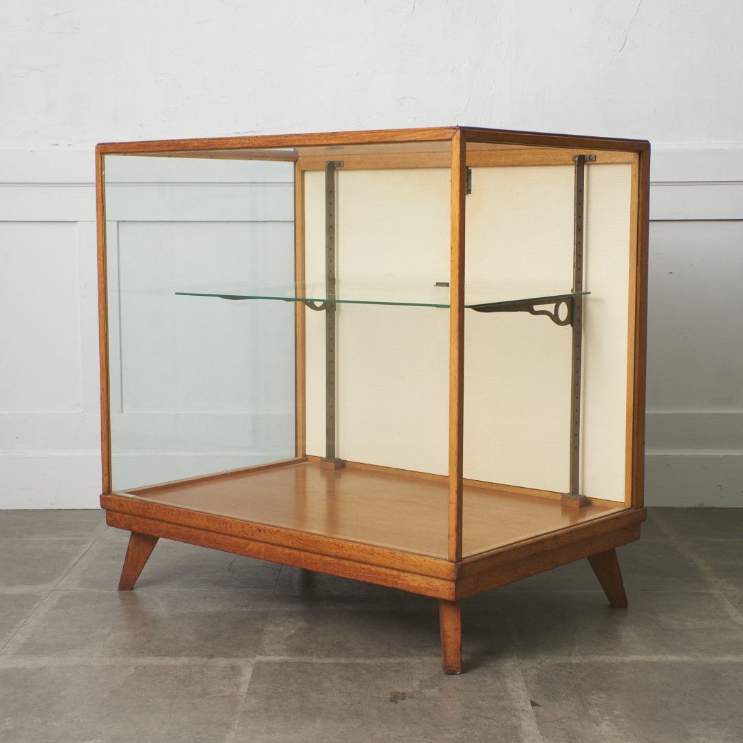 英国 アンティーク ショーケース オーク 飾り棚 カウンターテーブル