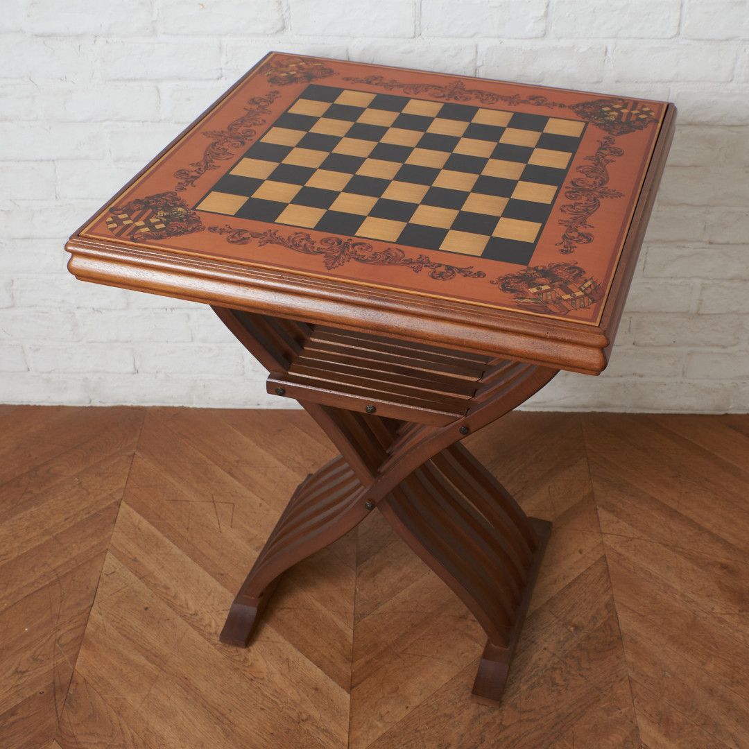 西欧 クラシック ゲームテーブル 象嵌 マホガニー チェス バック