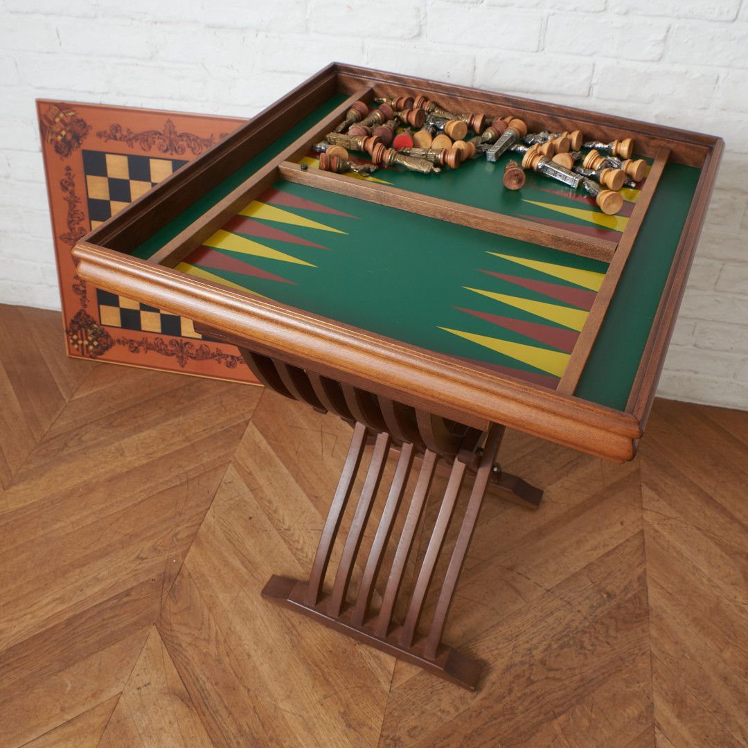 西欧 クラシック ゲームテーブル 象嵌 マホガニー チェス バック