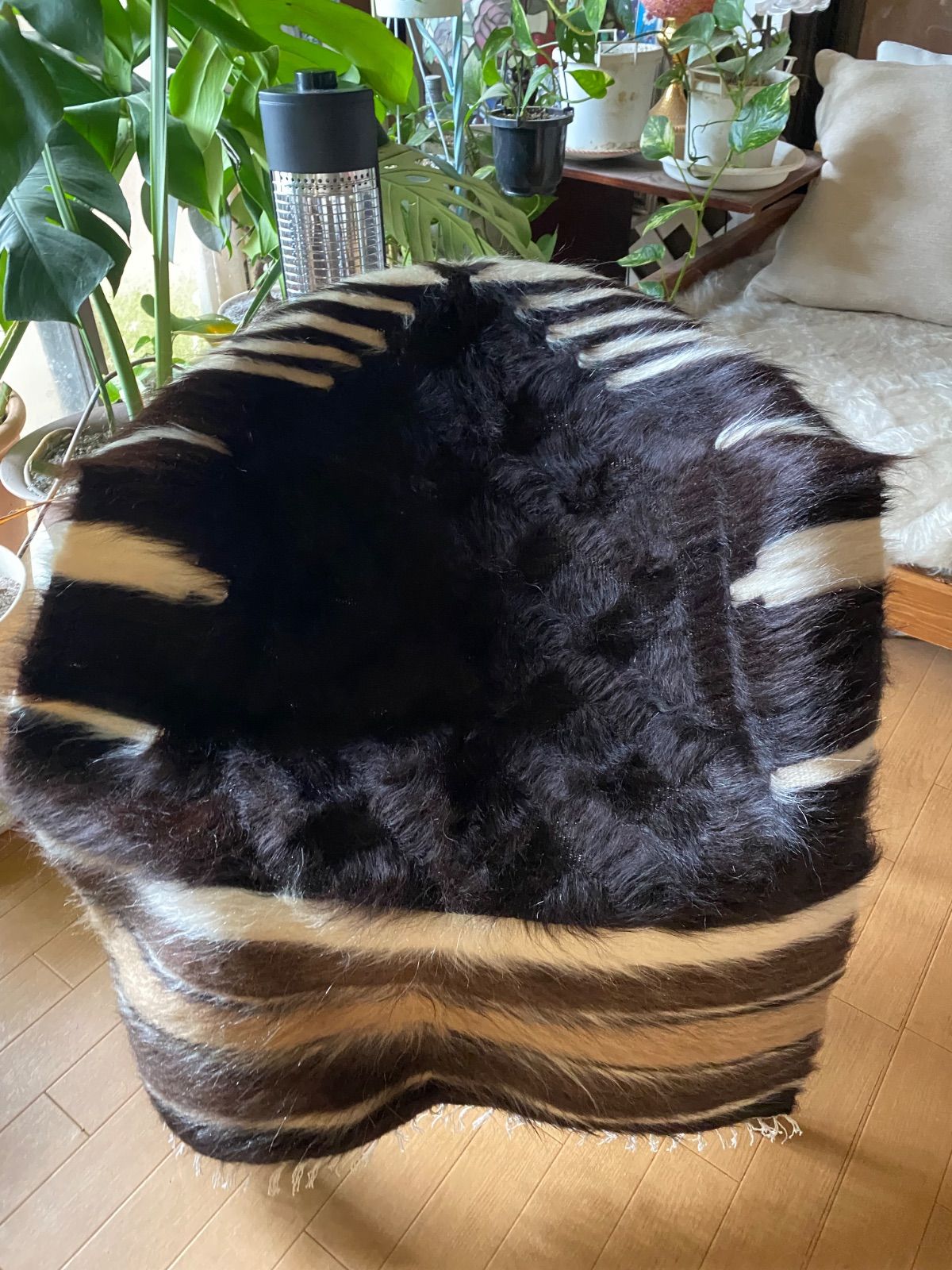 貴重焦茶の入った黒のバランスの良い艶々ヴィンテージシイルトバッタニ