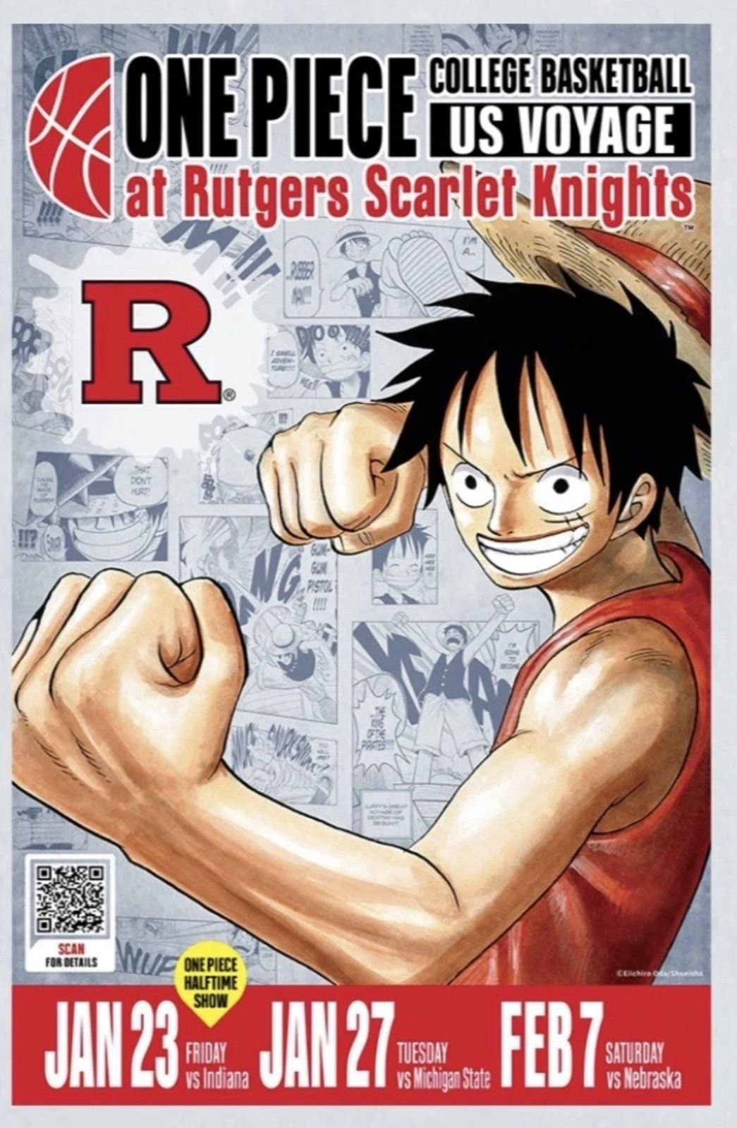 激レア】ワンピース ルフィ × Rutgers大学 バスケ 限定ポスター - メルカリ