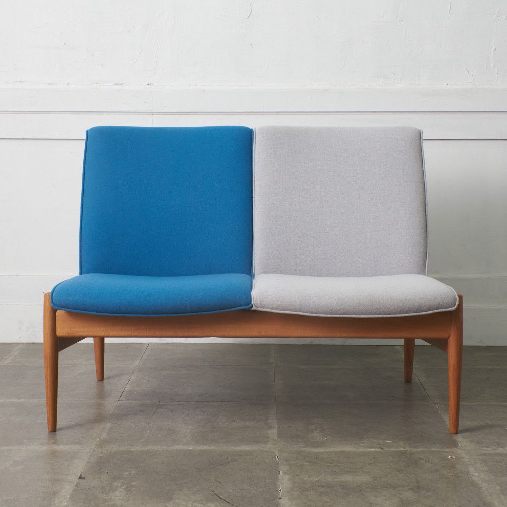  張替済 日進木工 アームレス ベンチ ソファ 2シーター 無垢材 オーク 北欧 スタイル シンプル モダン ACTUS アクタス NISSIN 97968 背もたれ低め 2人掛け 3人掛けソファ ソファ ソファベッド