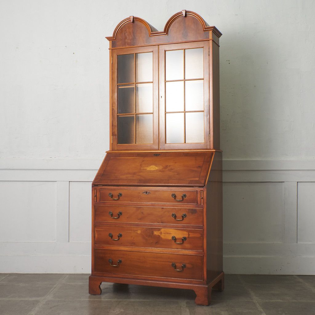 英国 クラシック ブックビューロー 机 イチイ デスク ビューロー