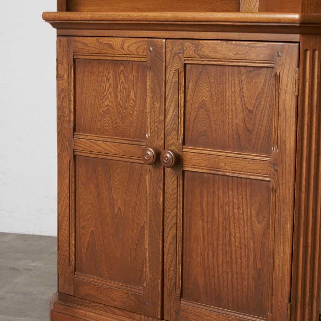 Ercol コーナーキャビネット ガラス 飾り棚 エルム 食器棚 ブック