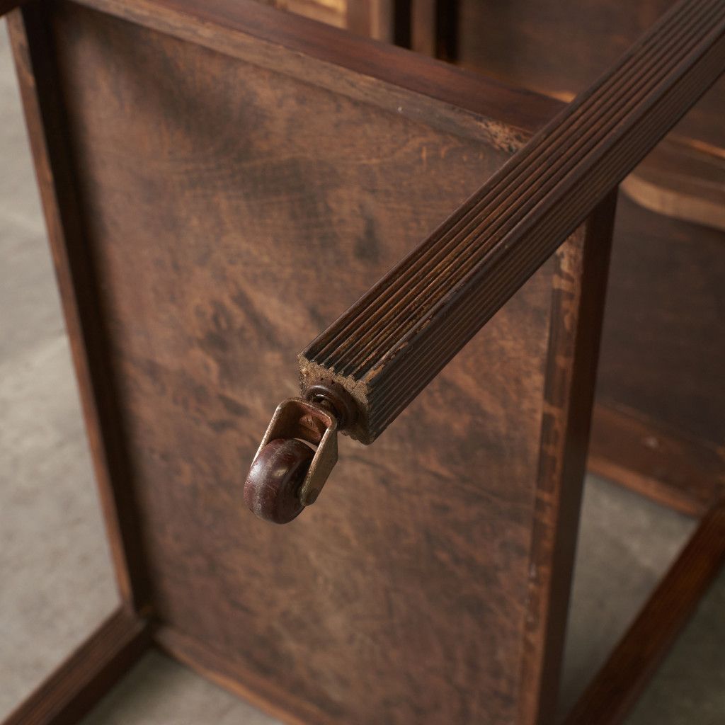 英国アンティーク木製ドロップリーフトロリーテーブル/収納式ワゴン/机(91-66 英国アンティーク木製ドロップリーフトロリーテーブル/収納式ワゴン/机