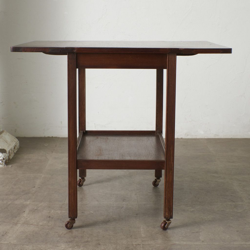 英国 アンティーク ティートローリー ドロップリーフ 木製 オーク 拡張