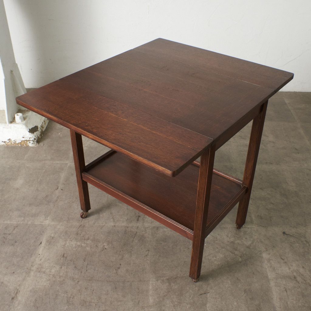 フランスアンティークドロップリーフキッチンワゴン/トロリーテーブル(88-192 英国 アンティーク ティートローリー ドロップリーフ 木製 オーク 拡張