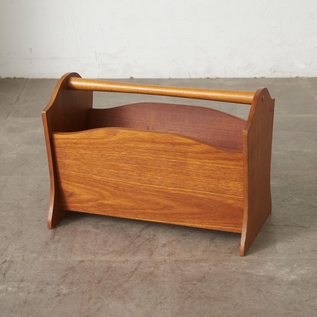 英国 ヴィンテージ マガジンラック 雑誌入れ チーク マガジンスタンド