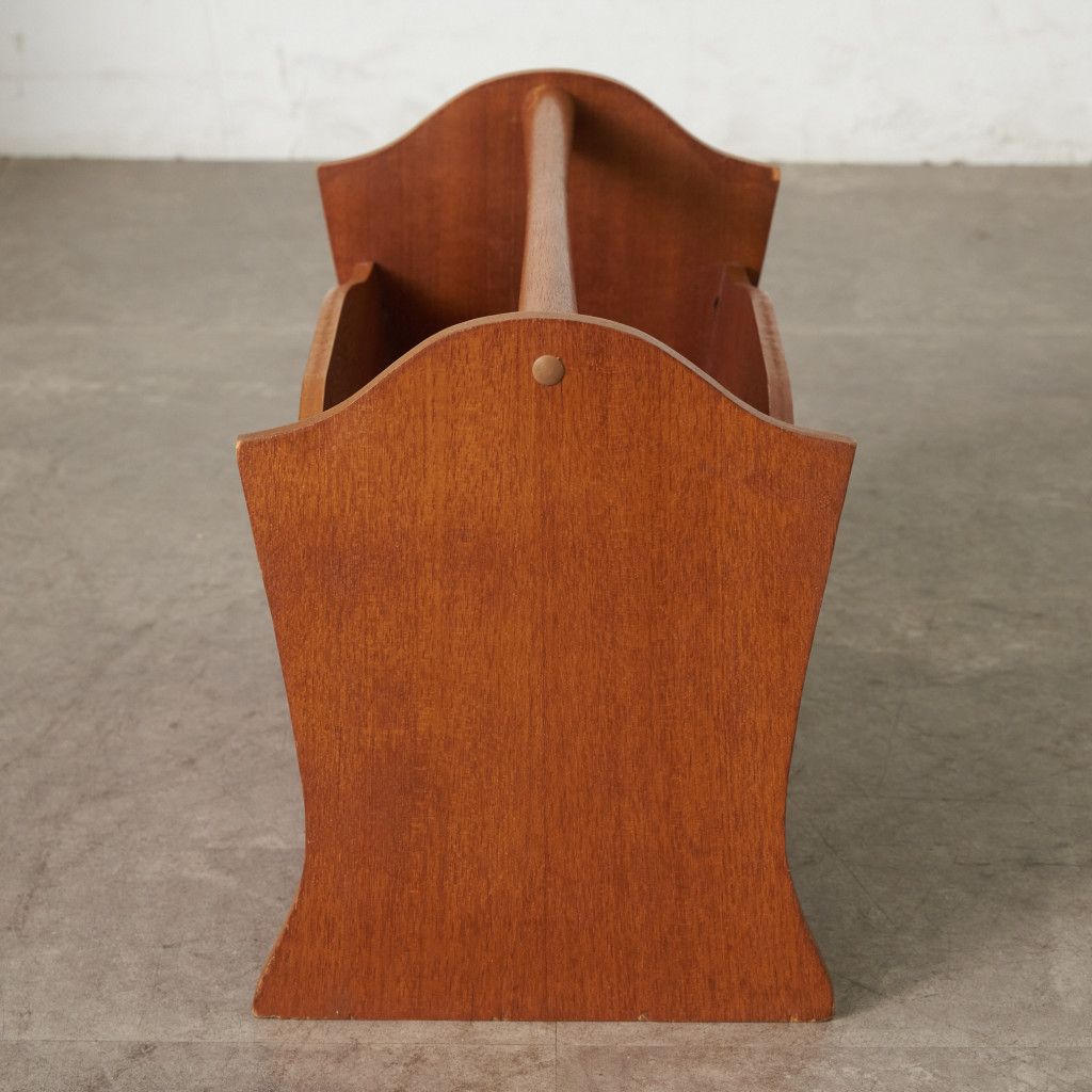 英国 ヴィンテージ マガジンラック 雑誌入れ チーク マガジンスタンド