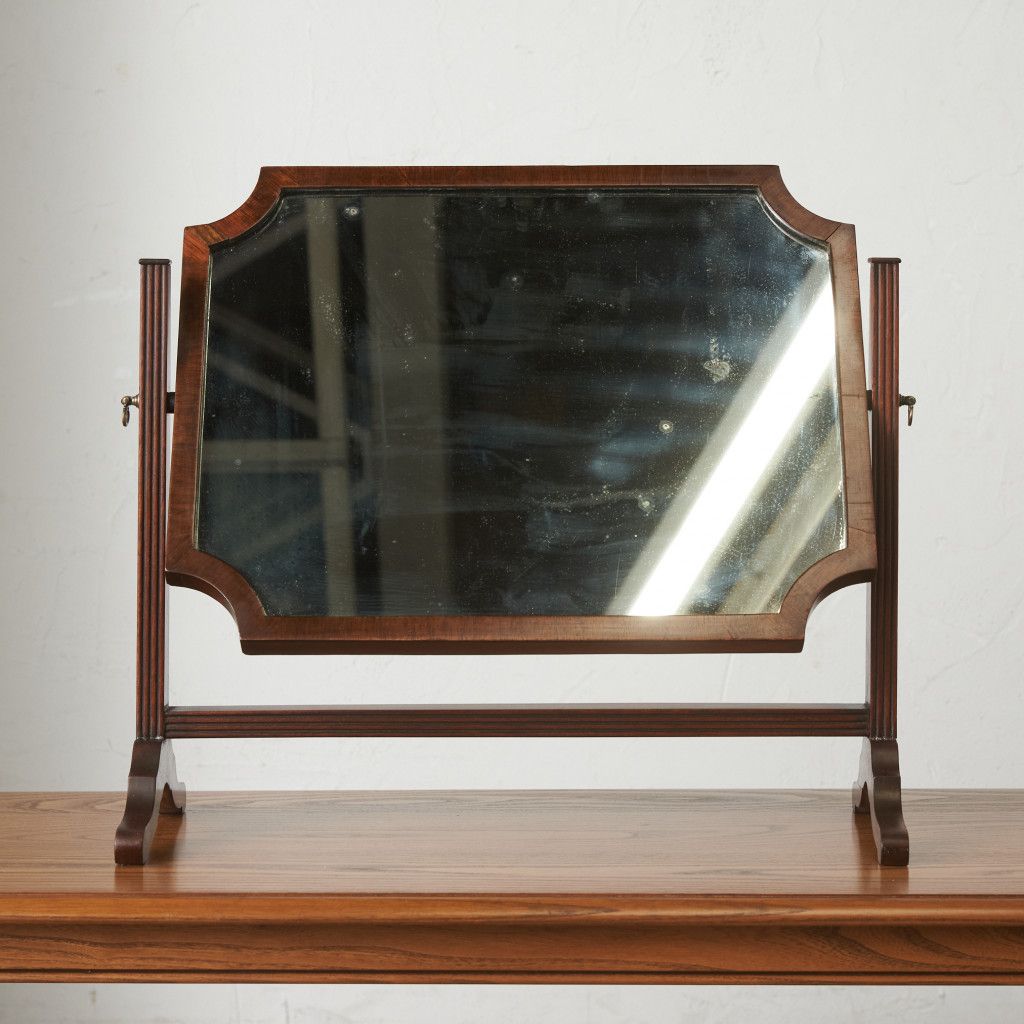 英国 アンティーク マホガニー 卓上ミラー 鏡 卓上鏡 スタンドミラー
