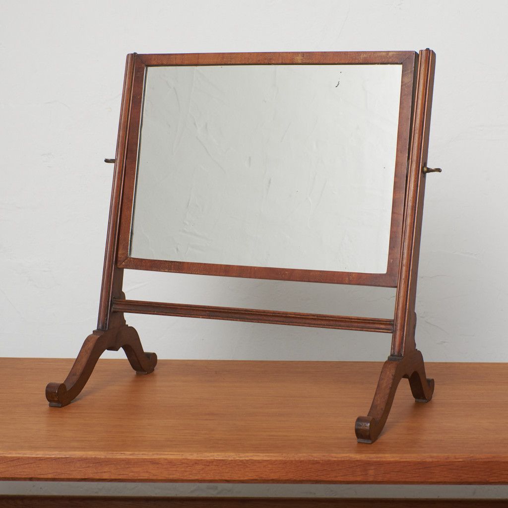 英国 アンティーク マホガニー 卓上ミラー 鏡 卓上鏡 スタンドミラー