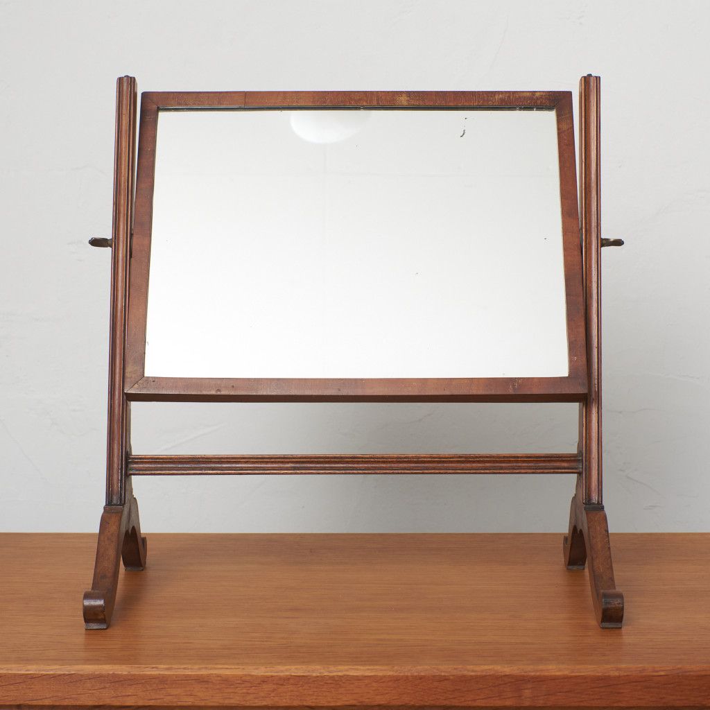 英国 アンティーク マホガニー 卓上ミラー 鏡 卓上鏡 スタンドミラー