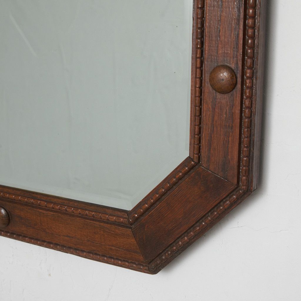 英国 アンティーク オーク ウォールミラー 壁掛け 鏡 クラシック 木