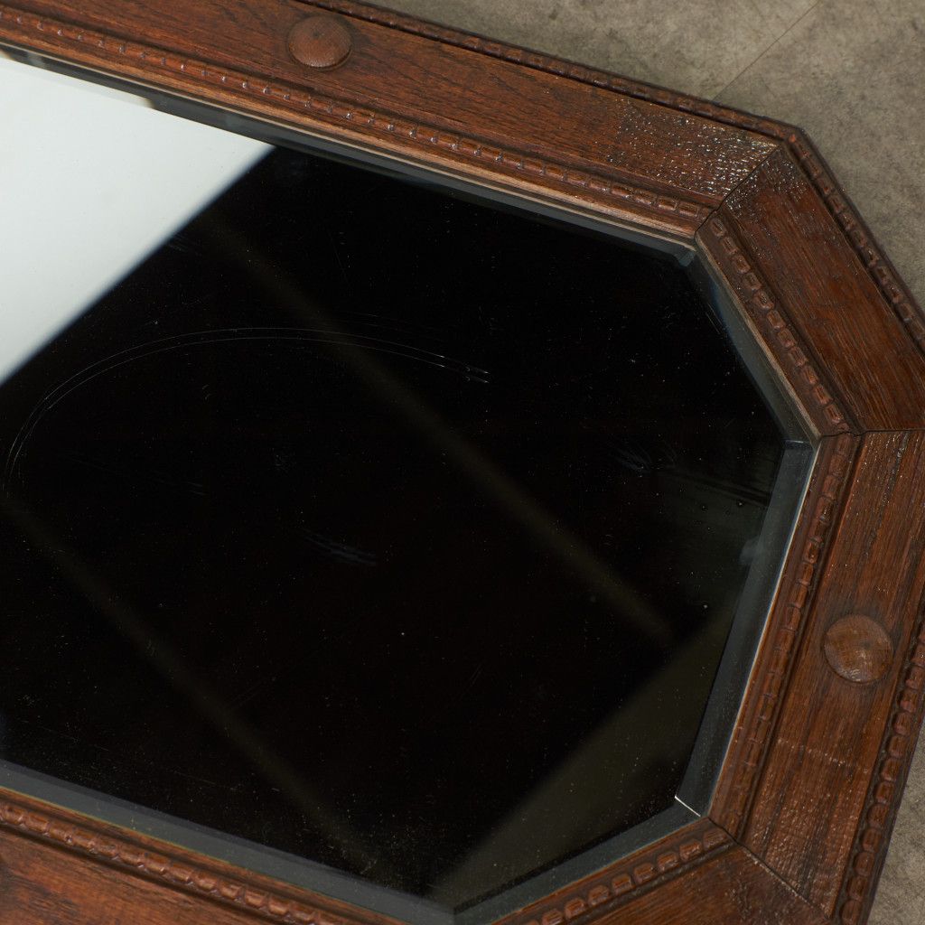 英国 アンティーク オーク ウォールミラー 壁掛け 鏡 クラシック 木