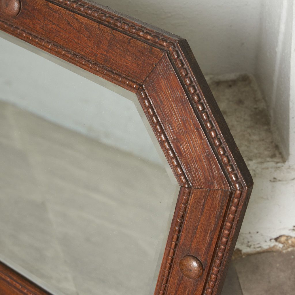 英国 アンティーク オーク ウォールミラー 壁掛け 鏡 クラシック 木