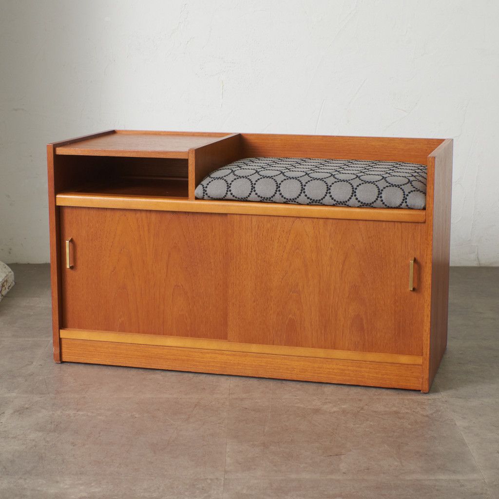 ミナペルホネン 張替済 英国 ヴィンテージ テレフォンベンチ チーク