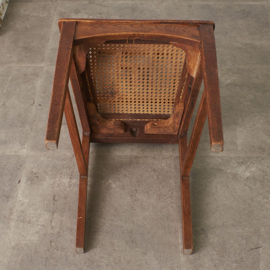 英国 アンティーク ダイニングチェア 籐張り オーク 木製 椅子 ラタン