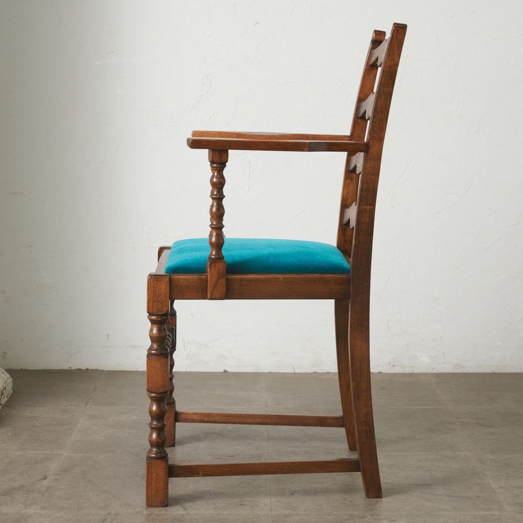 張替済 英国 アンティーク ラダーバック アームチェア 肘掛け 椅子