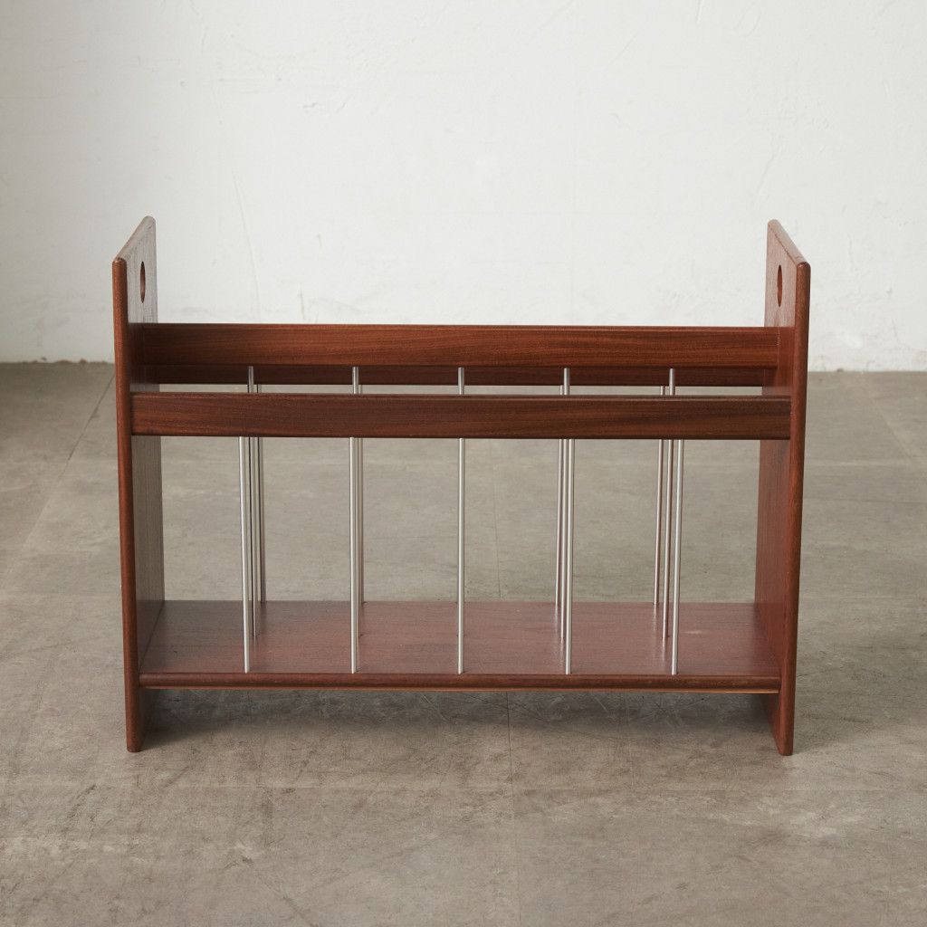 英国 ヴィンテージ マガジンラック 雑誌入れ 木製 マガジンスタンド