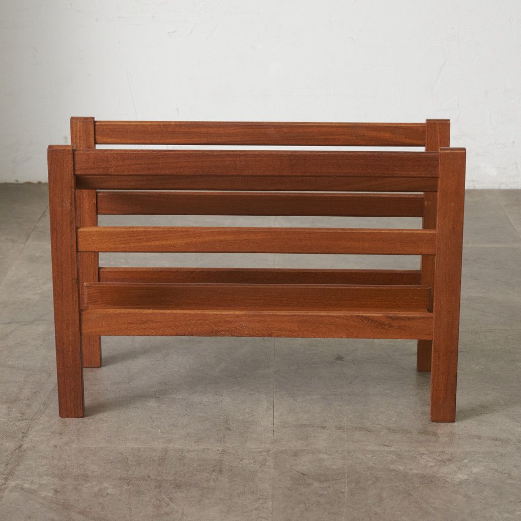 英国 ヴィンテージ マガジンラック チーク 雑誌入れ マガジンスタンド