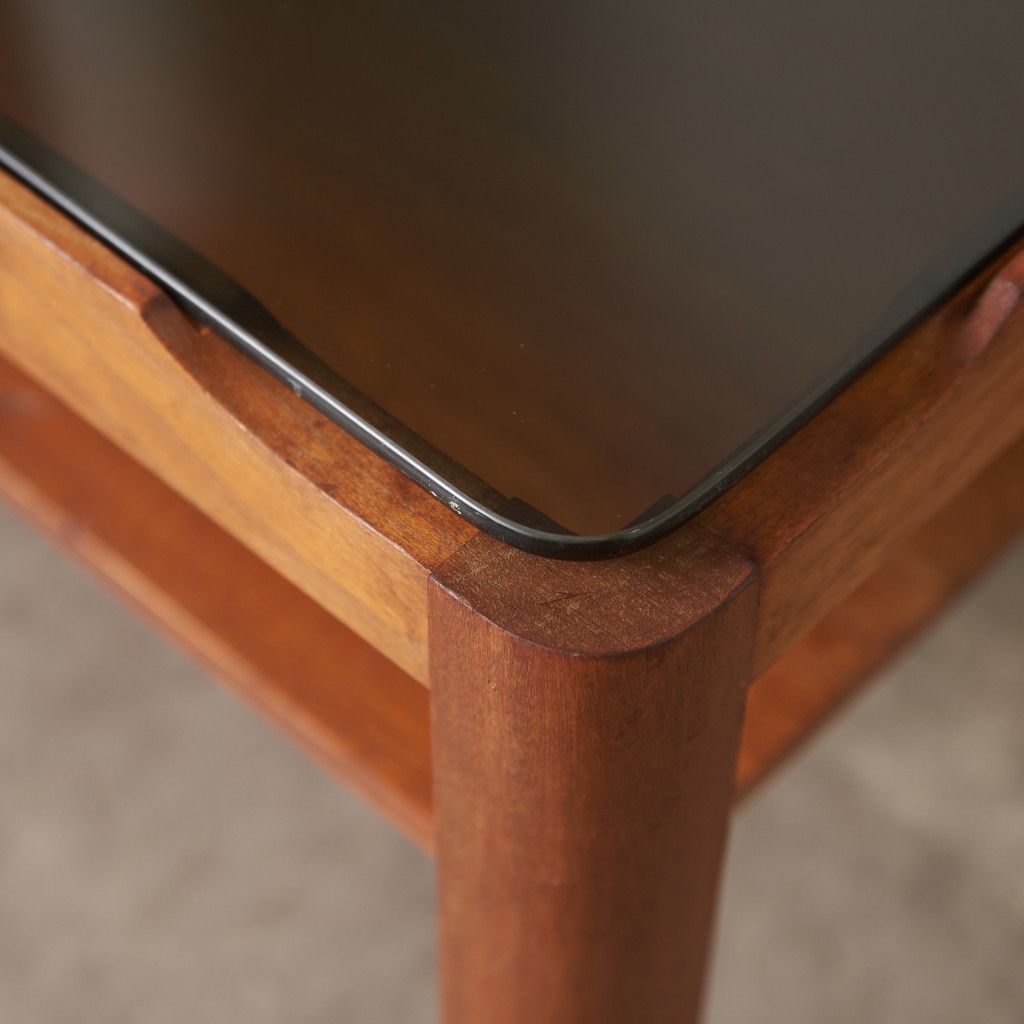 英国 Myer ヴィンテージ ガラストップ コーヒーテーブル チーク