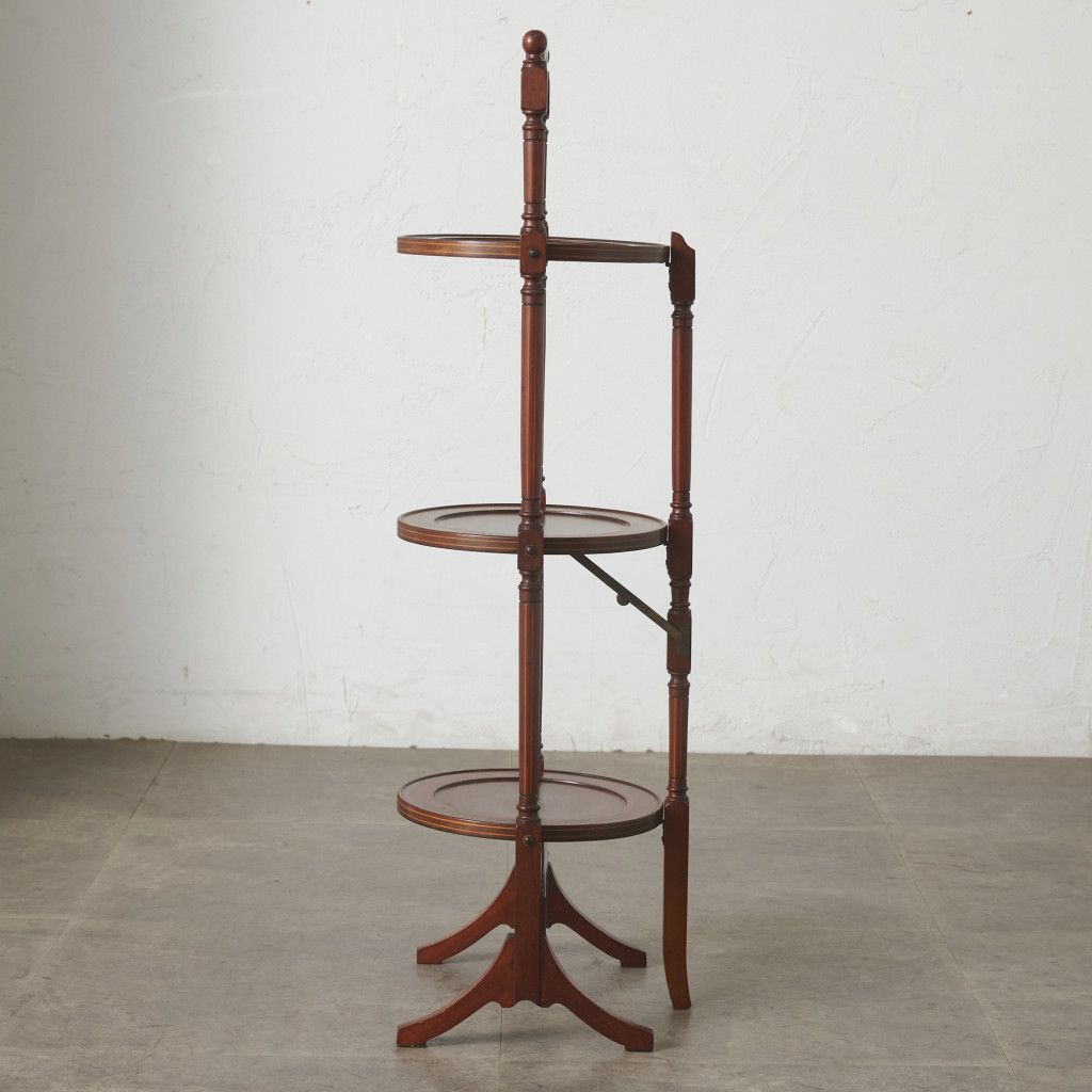 英国 クラシック ケーキスタンド マホガニー 折畳み式 サイドテーブル