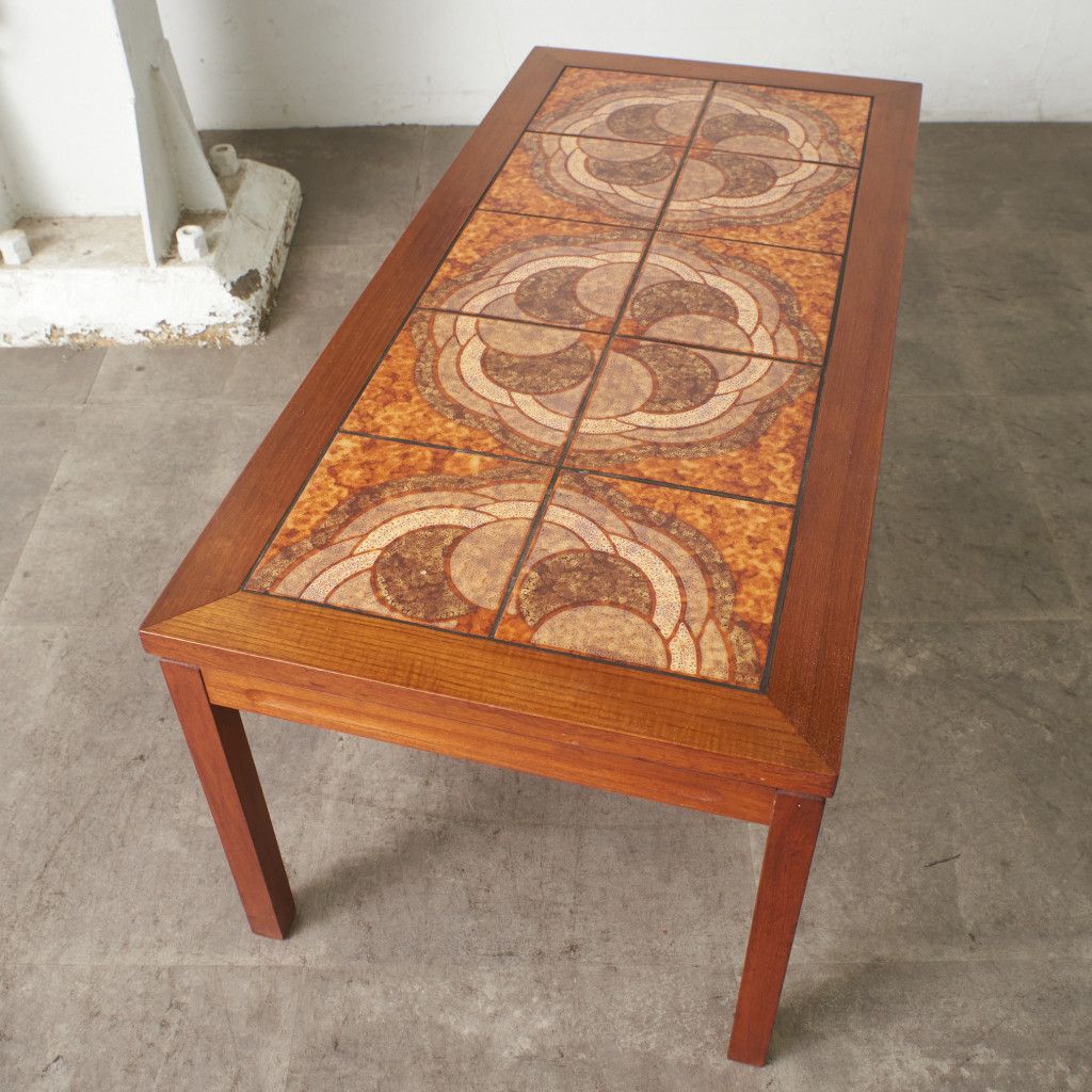 デンマーク ヴィンテージ タイルトップ コーヒーテーブル チーク ロー