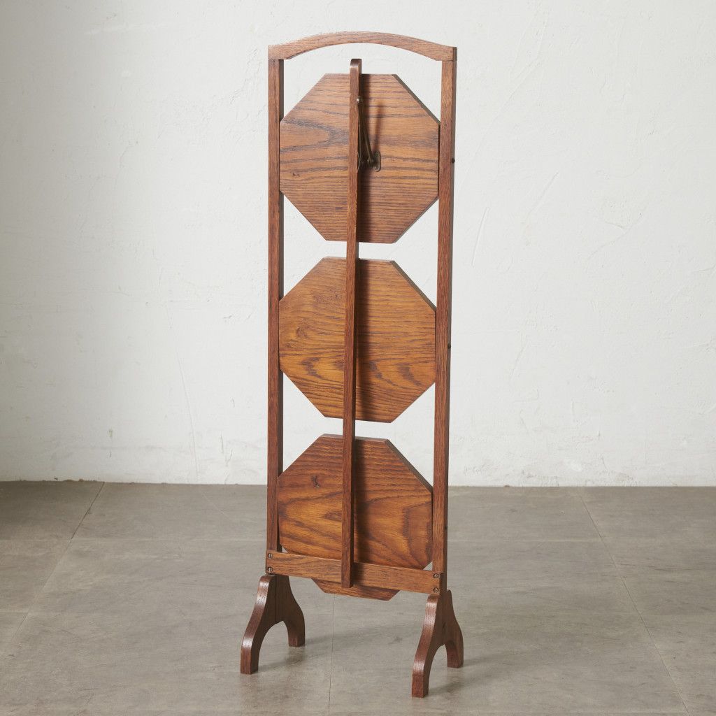 英国 アンティーク ケーキスタンド オーク 無垢材 折畳み式 サイド