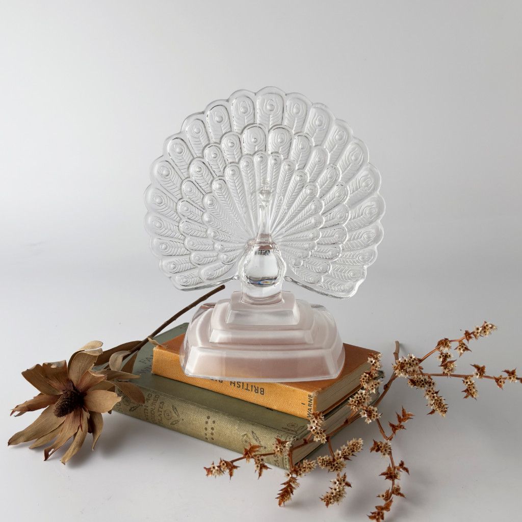 フランス CRISTAL DARQUES ヴィンテージ オブジェ 孔雀 置物