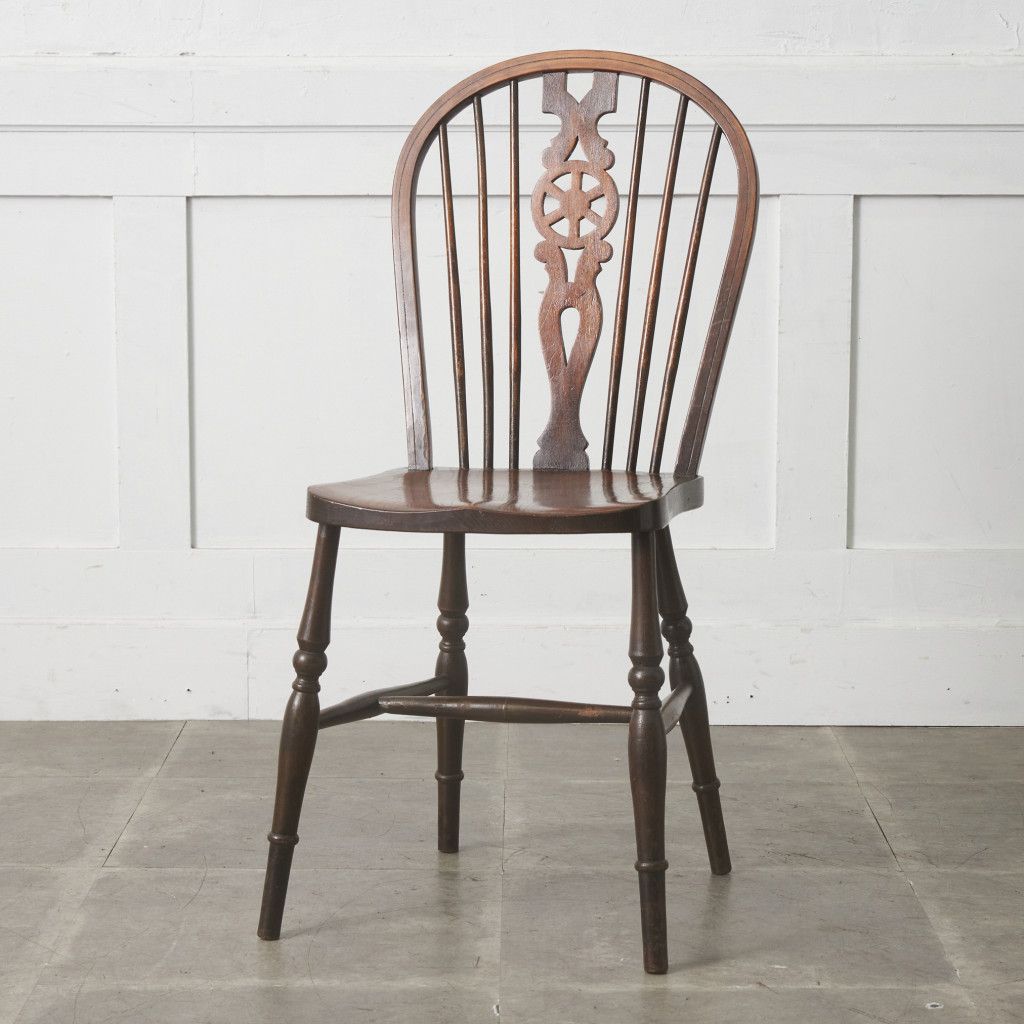 英国アンティーク木製ホイールバックチェア/ダイニングイス/椅子(89-110-4 英国アンティーク木製ホイールバックチェア/ダイニングイス/椅子(89