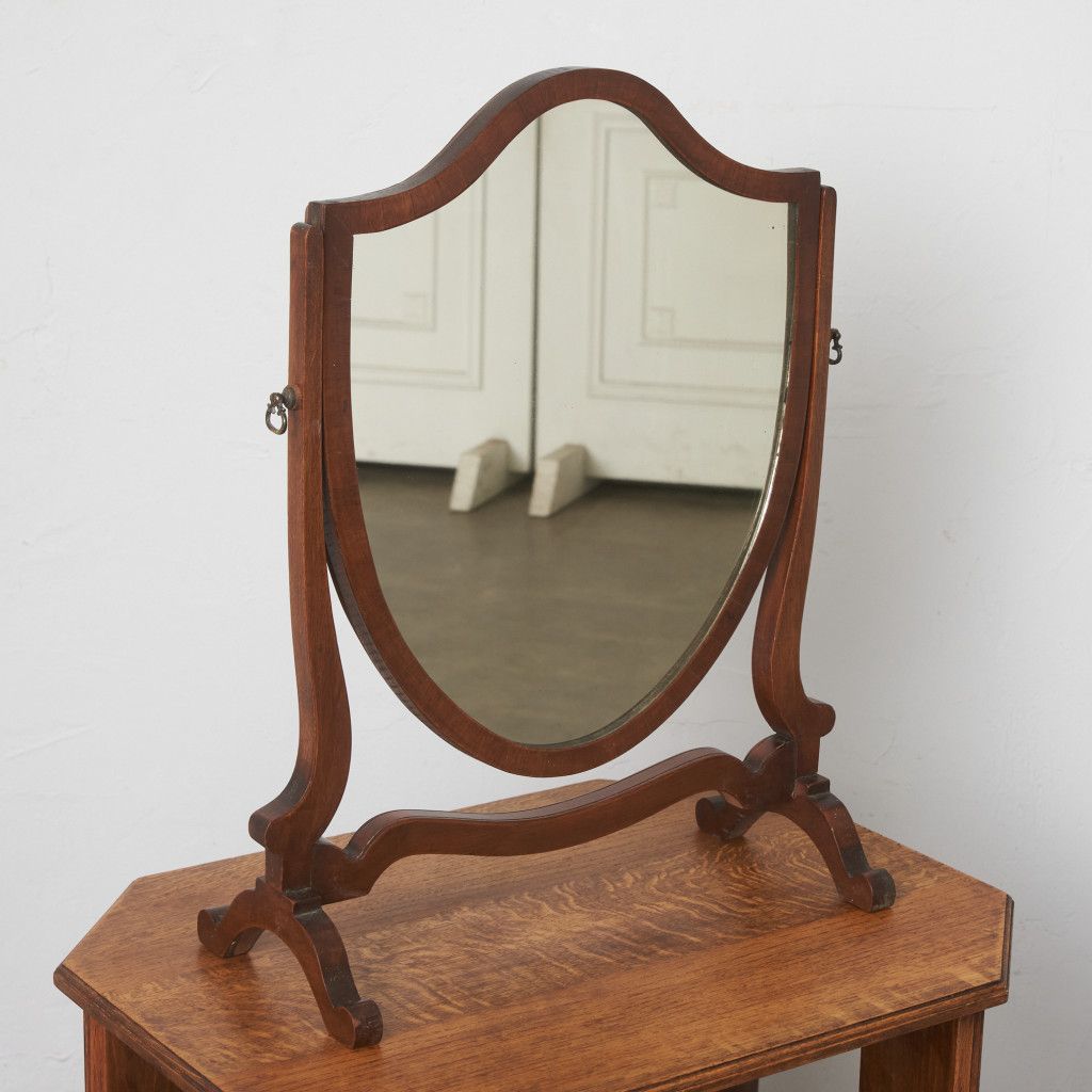 英国 アンティーク マホガニー 卓上ミラー 鏡 卓上鏡 スタンドミラー