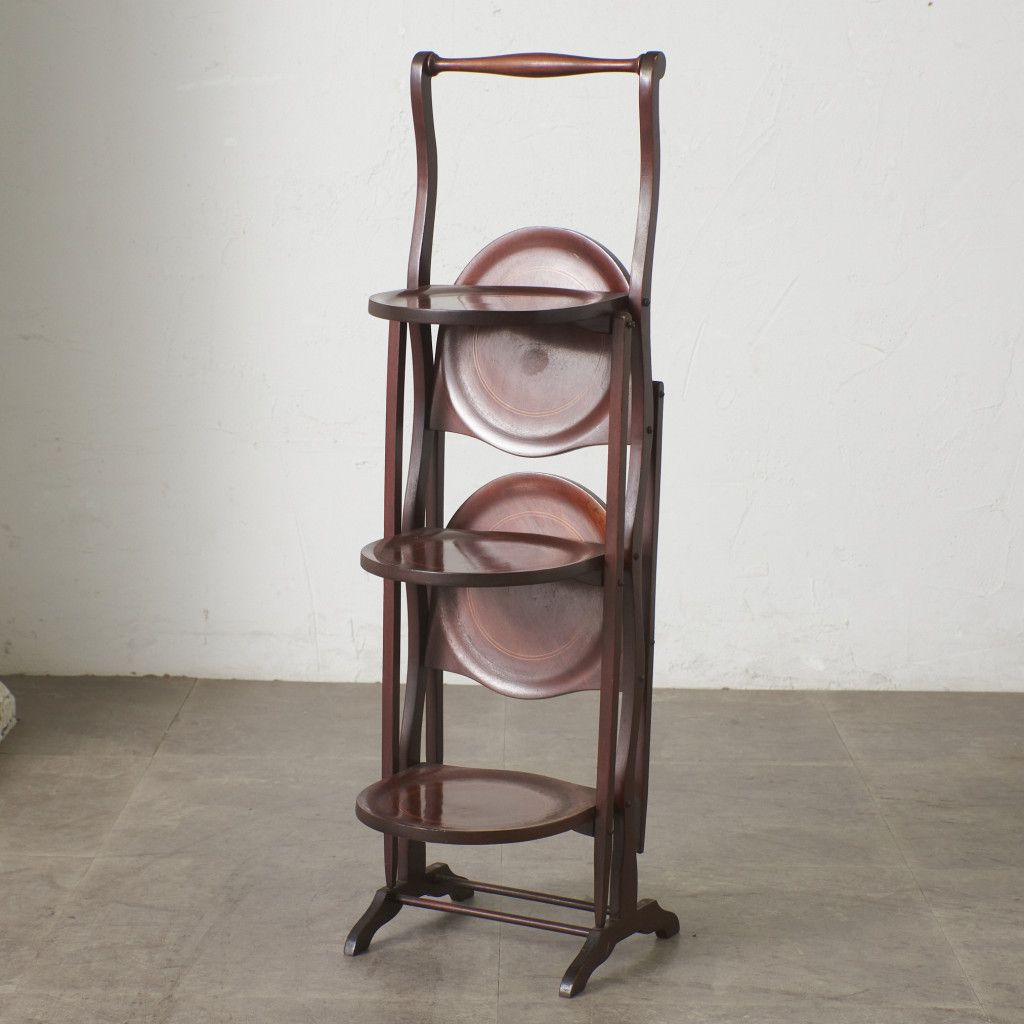 英国 クラシック ケーキスタンド マホガニー 折畳み式 サイドテーブル