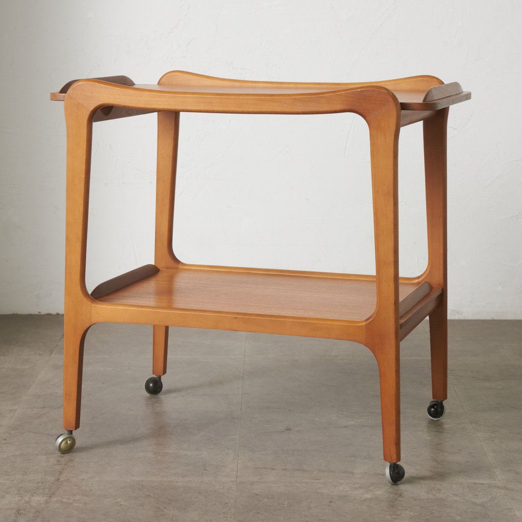 英国 ヴィンテージ トロリー ワゴン チーク キャスター キッチンワゴン