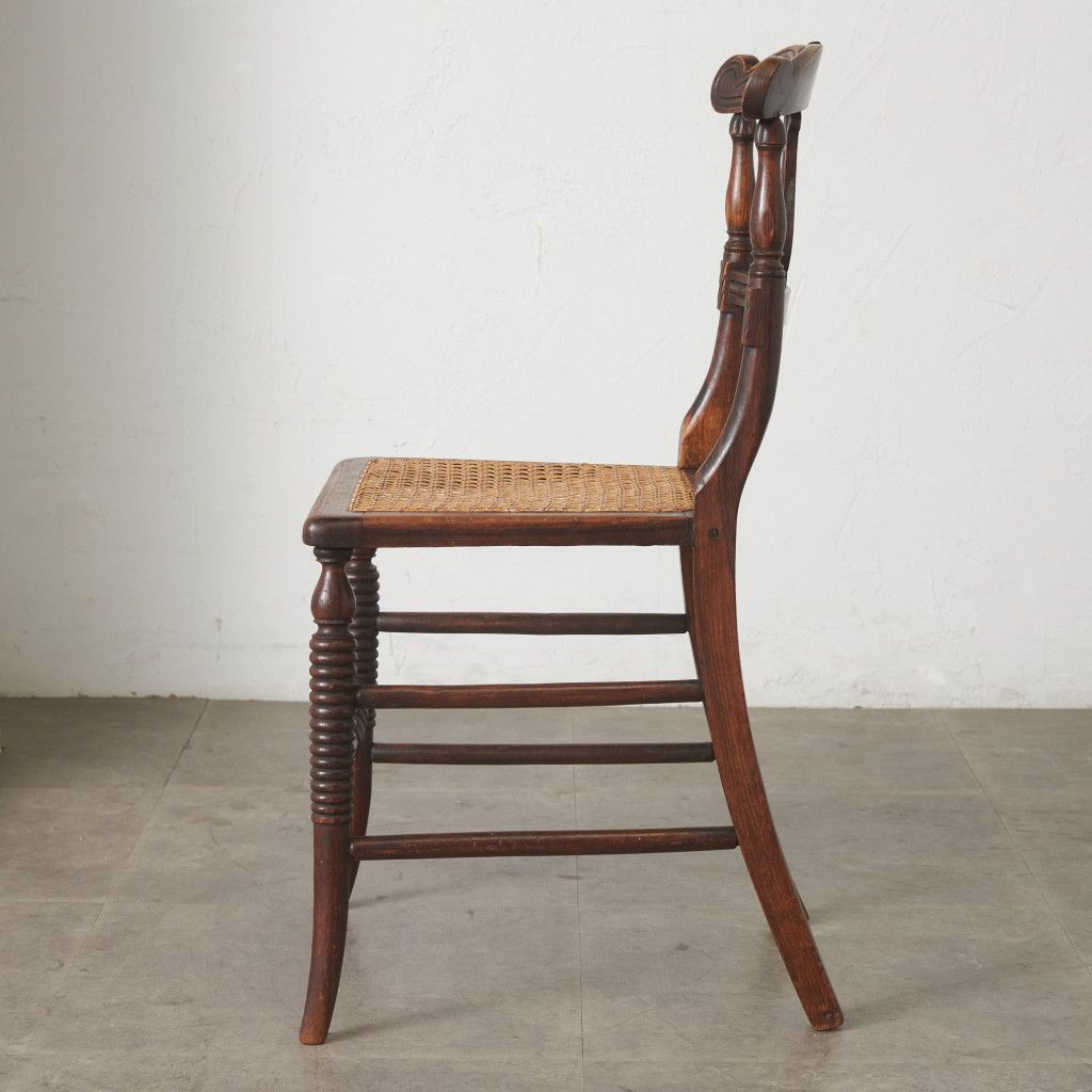 英国 アンティーク ダイニングチェア 籐張り リージェンシー 様式 木製