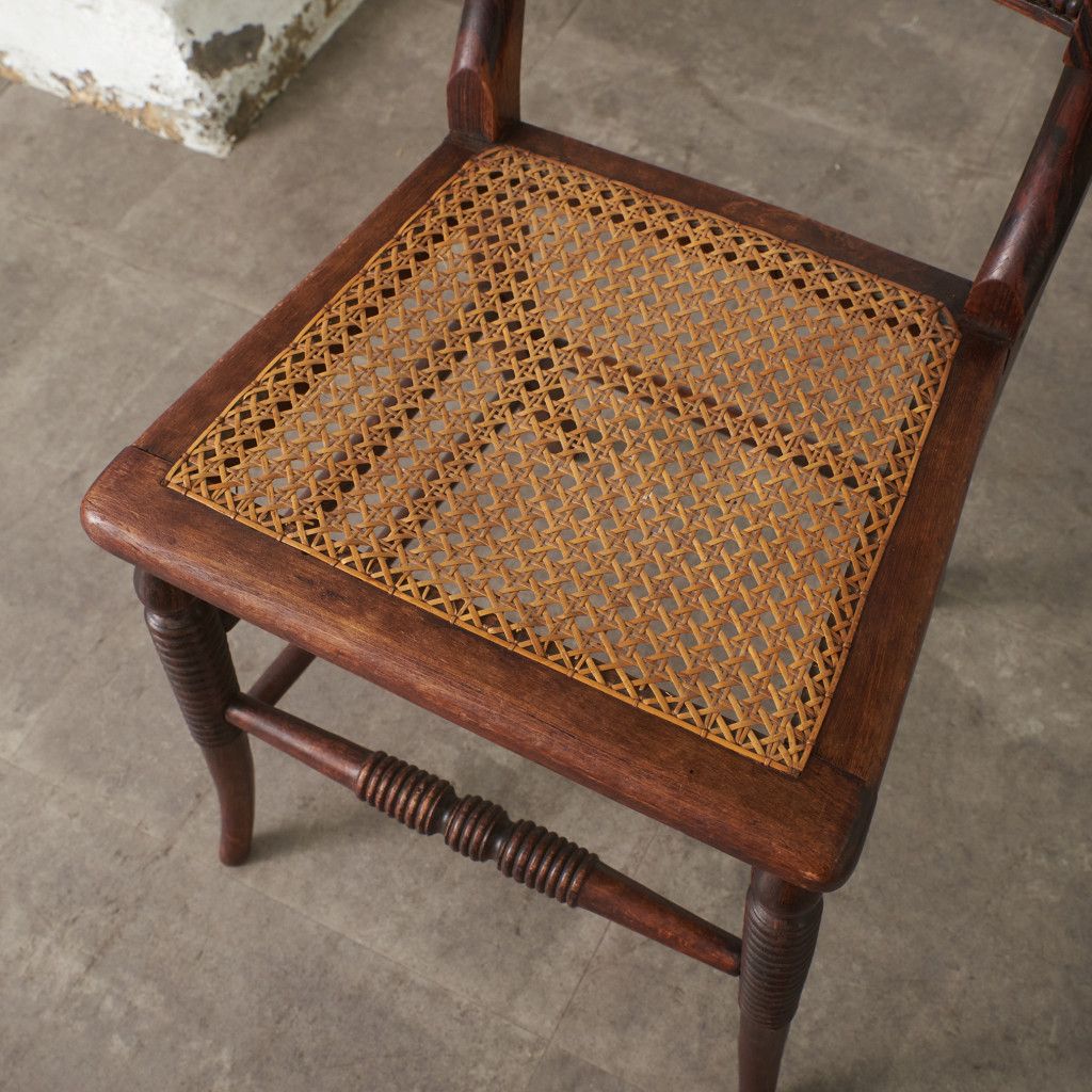 英国 アンティーク ダイニングチェア 籐張り リージェンシー 様式 木製