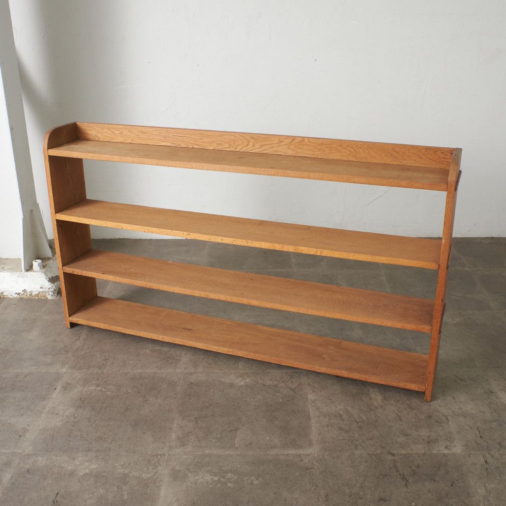 英国 アンティーク オープンシェルフ オーク 無垢材 ブックケース 4段