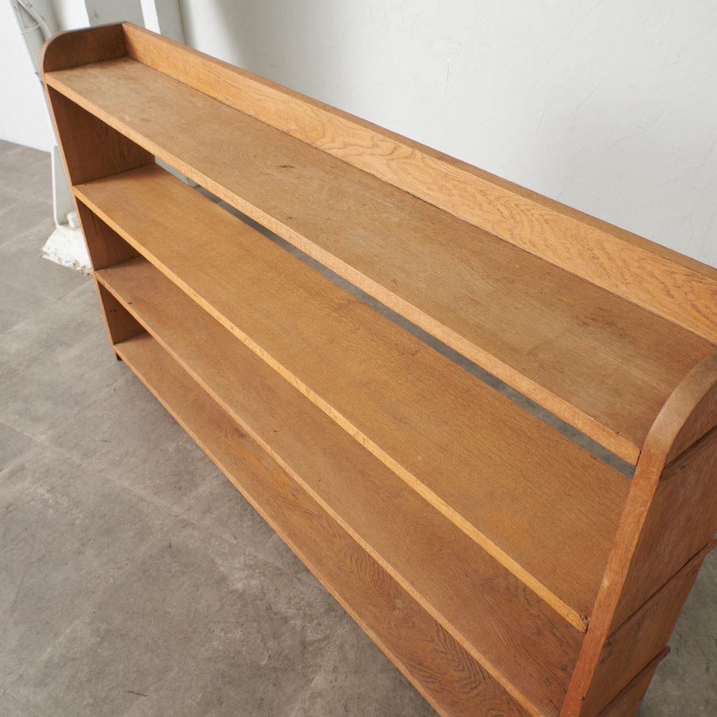 英国 アンティーク オープンシェルフ オーク 無垢材 ブックケース 4段