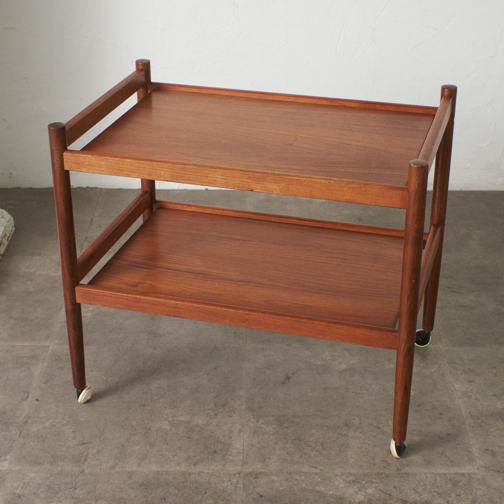 英国 ヴィンテージ トロリー ワゴン 木製 チーク 北欧 スタイル