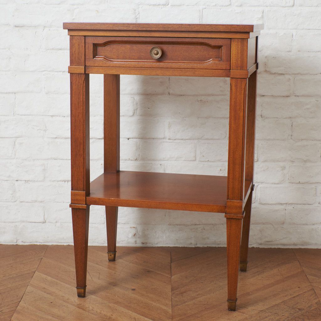 EJK39 ドレクセルヘリテイジ トライユン サイドテーブル 電話台 マホガニー 定価22万 Drexel Heritage サイドテーブル トライユン 電話台 引出付き