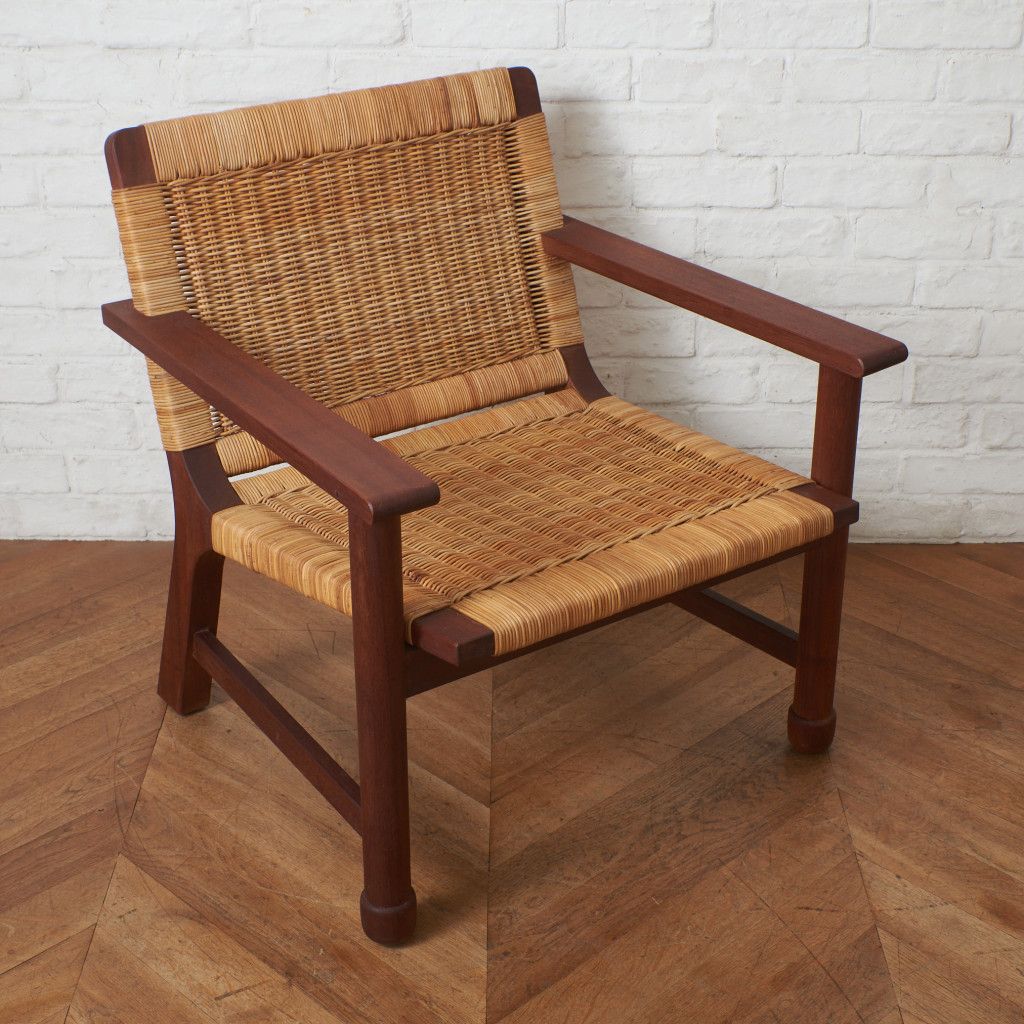 ナチュラル モダン イージーチェア ラタン 籐 チーク アームチェア